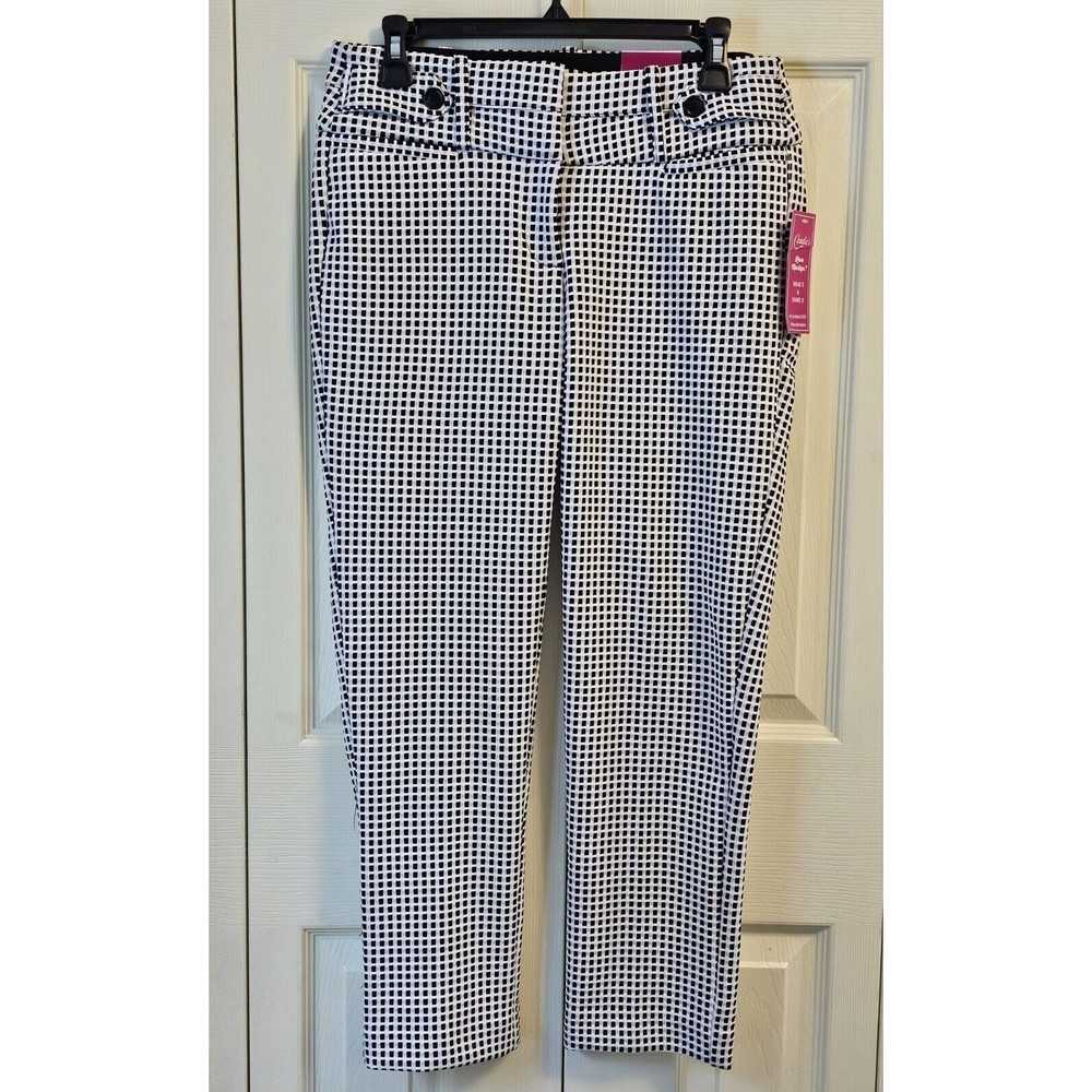 Candies Marilyn Fit Midrise Stretch Black  White Print Ankle Pants Juniors Sz 7